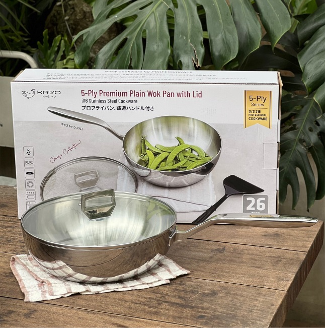 Chảo sâu lòng Kaiyo Inox 316 KIW 5 lớp liền khối của Nhật