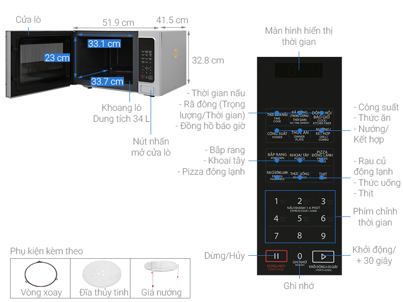 Lò vi sóng có nướng Toshiba ER-SGS34(S1)VN dung tích 34 lít