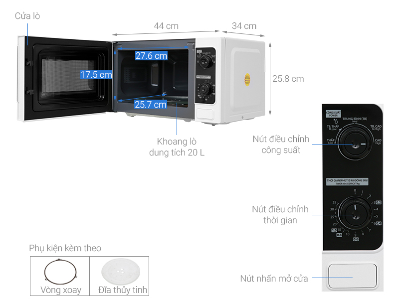 Lò vi sóng Toshiba ER-SM20(W1)VN Dung tích 20L Thái lan