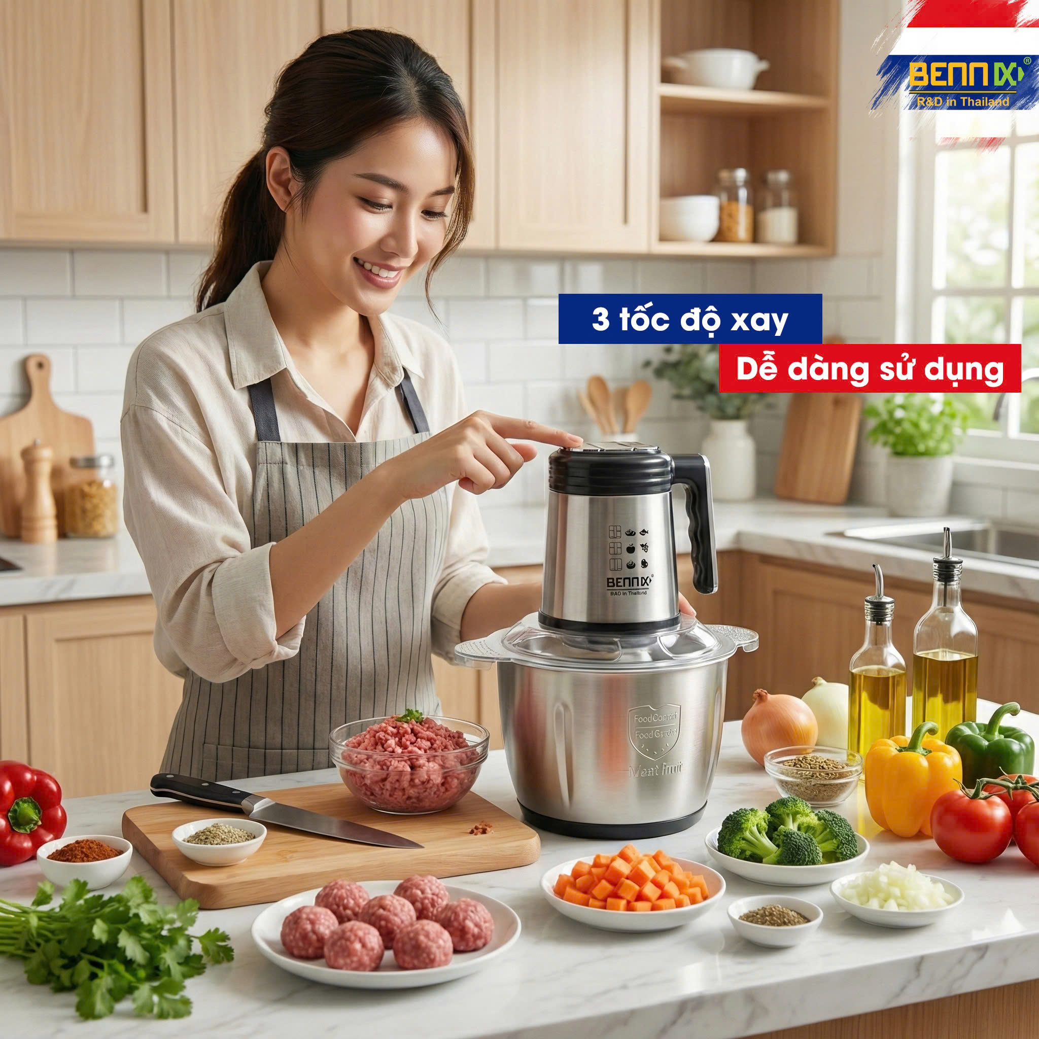 Máy xay thịt Bennix BN-88MG công suất 500W Dung tích cối 3L