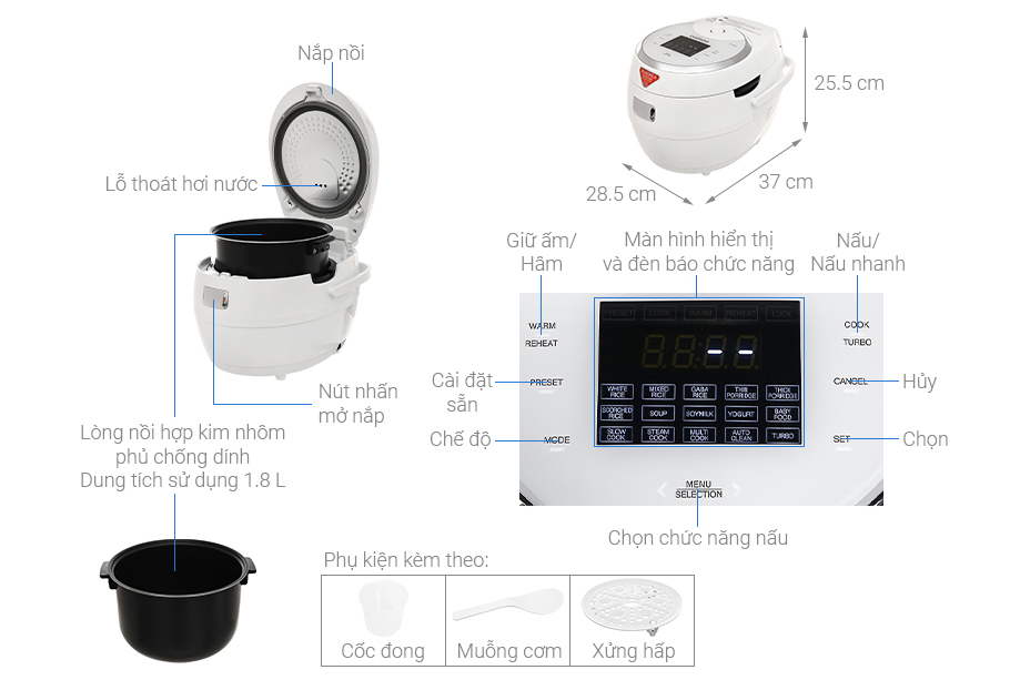 Cấu tạo của nồi cơm điện