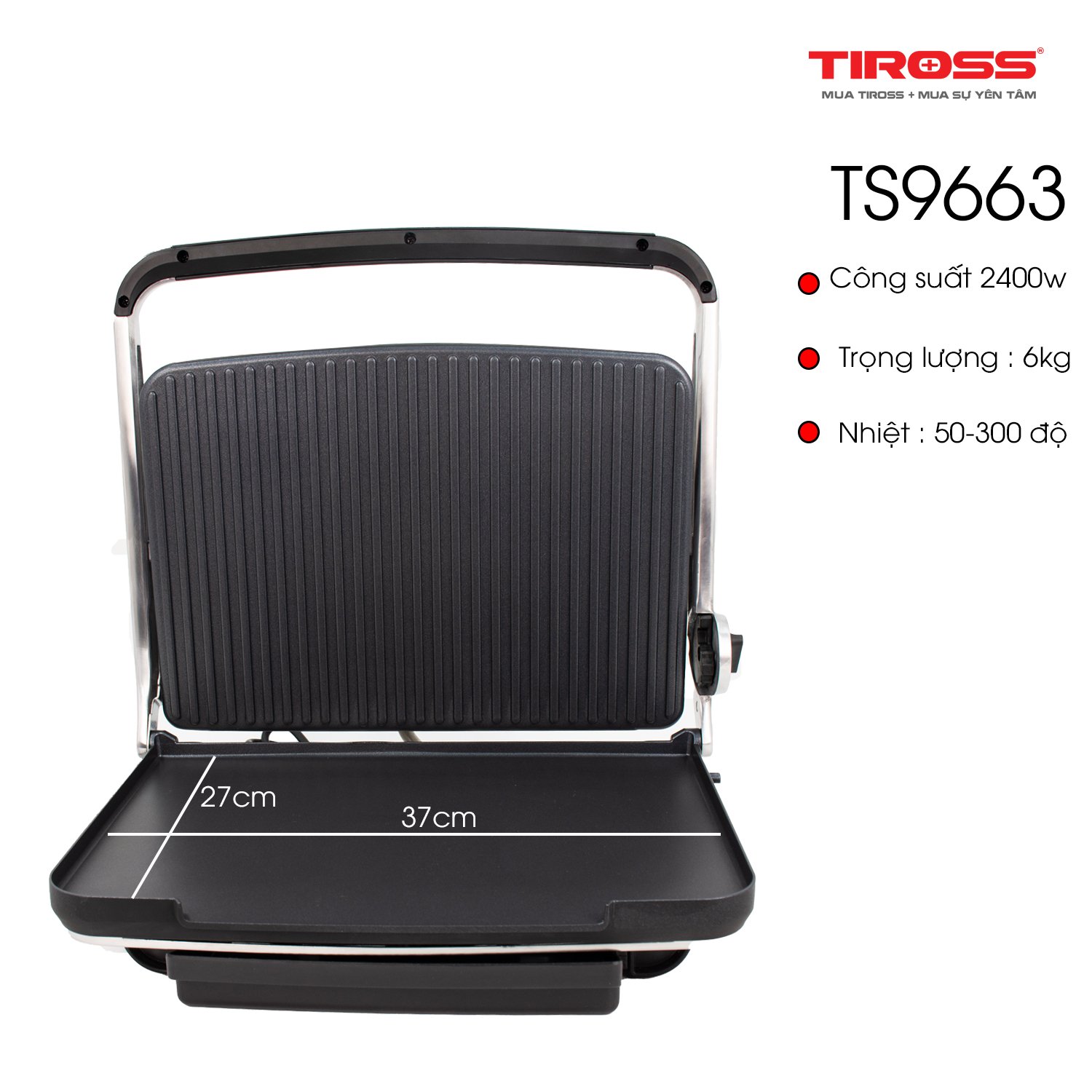 Máy kẹp nướng bánh mì Tiross TS9663 loại lớn