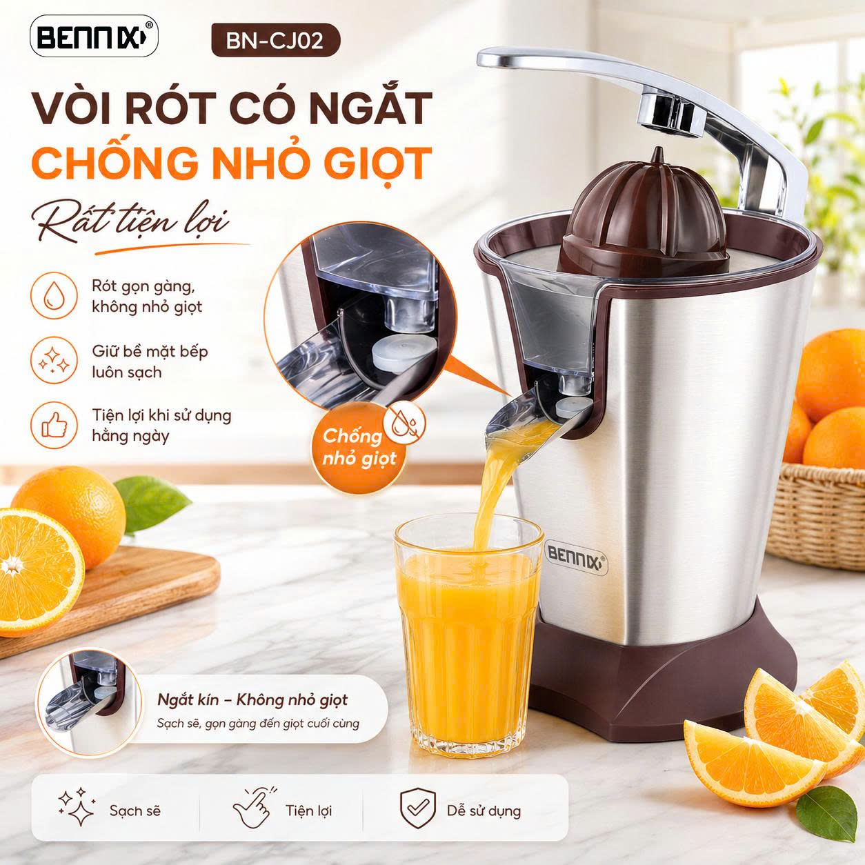 Máy vắt cam Bennix BN-CJ02 Công suất 160W