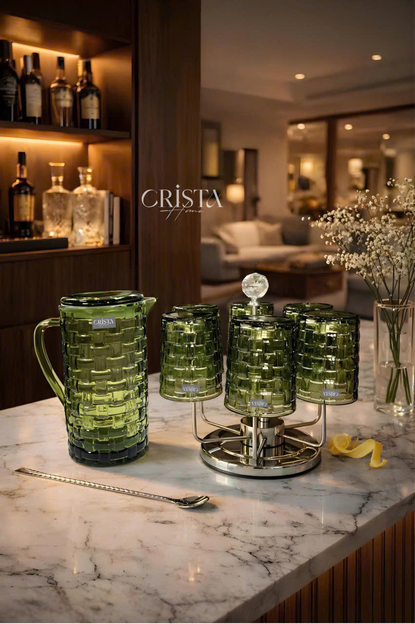 Bình thủy tinh vân Caro nắp thủy tinh Crista Home dung tích 1L