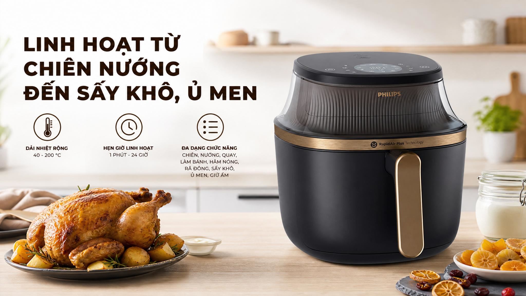 Nồi chiên không dầu Philips NA342/00 dung tích 7.2L