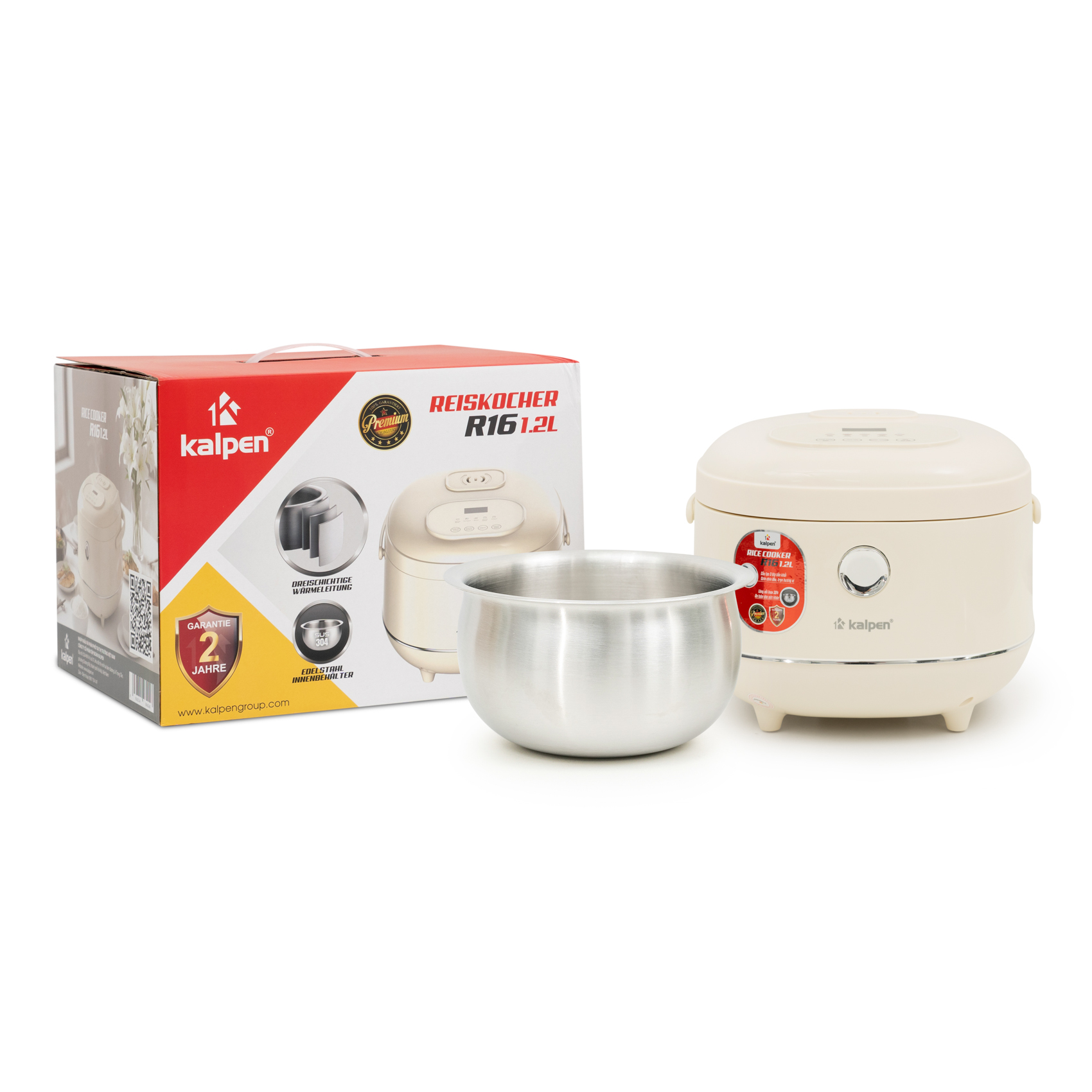 Nồi cơm điện lòng nồi Inox 304 liền khối Kalpen R16 dung tích 1.2L