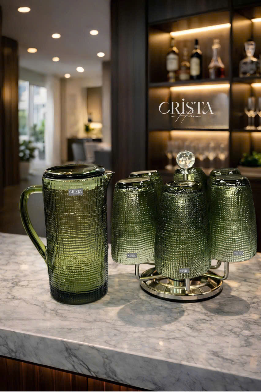 Bình thủy tinh vân lưới Crista Home dung tích 1L nắp thủy tinh