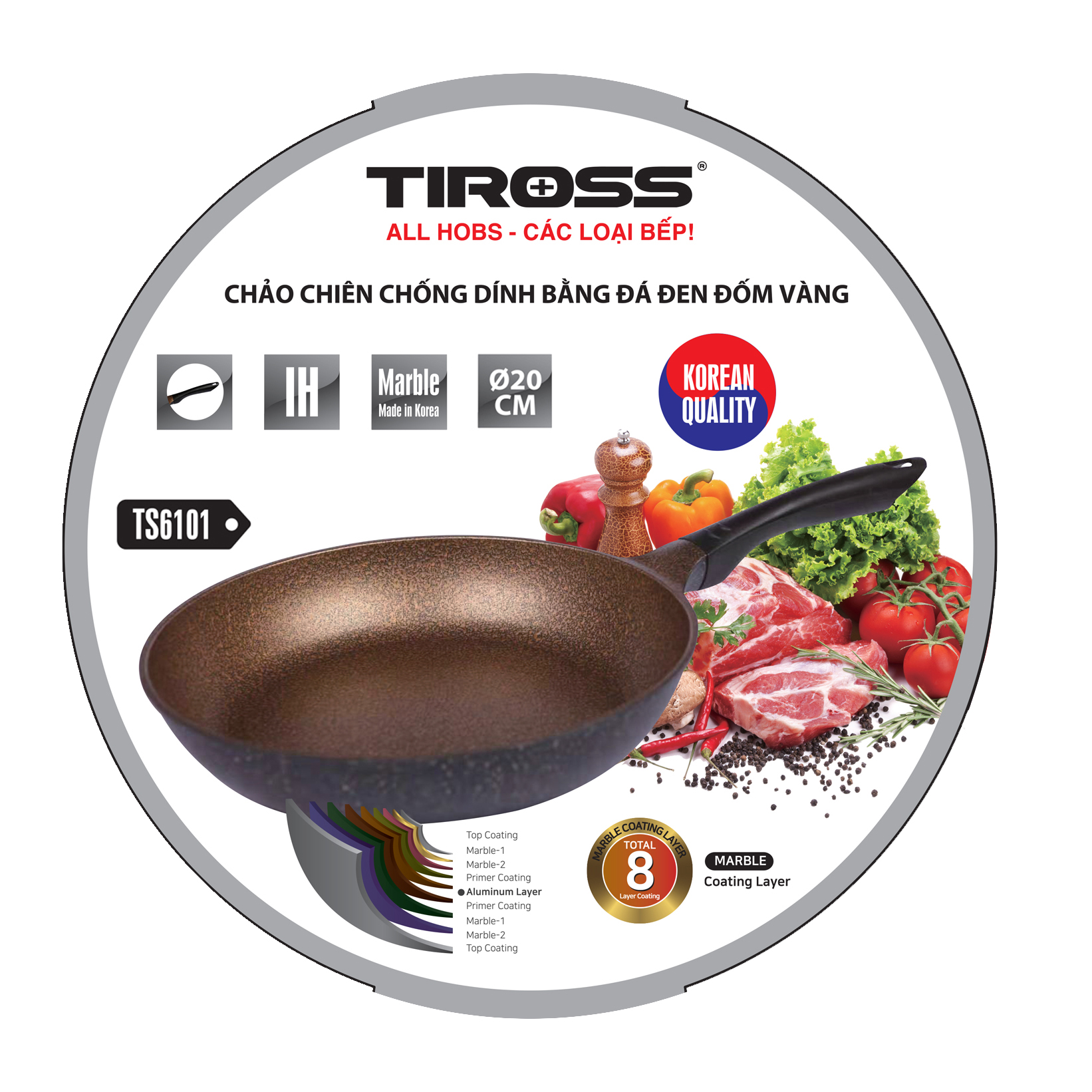 Chảo chống dính Tiross TS9601 có thể sử dụng cho mọi loại bếp